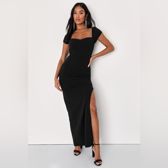 Lulus Dresses & Skirts - Lulus-Essential Invitee Black Cap Sleeve Column Maxi Dress (XSmall)